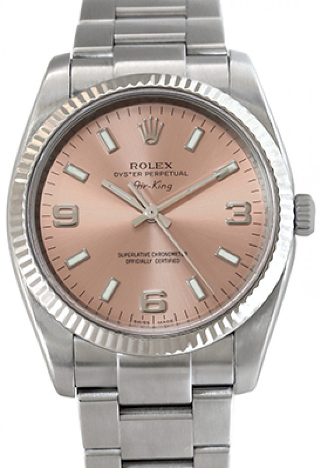 Rolex 114234 White Gold & Steel on Oyster Salmon, 3-6-9